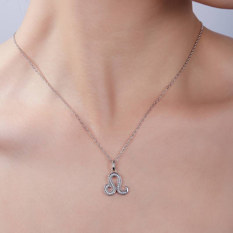 Lion's Moissanite Diamond Necklace from the Twelve Constellations Series